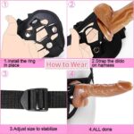 Strap on Dildo with Harness, Wearable Realistic Dildo Body-Safe Material with Strong Suction Cup, Anal Vagina G Spot Stimulator, Adult Sex Toys for Women Lesbian Couple Gay Men Beginner (Brown) - Image 3