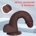 Kstert Realistic Dildo – 7.8" Liquid Silicone Toy with Strong Suction Cup, Lifelike Veiny Texture & Resilient Firmness, Hands-Free G Spot Focused Design for Women & Beginners (Brown) - Image 2