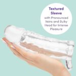 Lovehoney Mega Thick Penis Sleeve | 2 Extra Inches Penis Extender with Ball Loop | Girthy Realistic Sexual Stimulation Device | Couples Cock Enlarger Adult Sex Toys for Men | Clear - Image 4