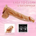 Strap on Dildo with Harness, Wearable Realistic Dildo Body-Safe Material with Strong Suction Cup, Anal Vagina G Spot Stimulator, Adult Sex Toys for Women Lesbian Couple Gay Men Beginner (Brown) - Image 2