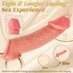Penis Sleeve with 2.3'' Diameter Huge Realistic Glans, Reusable 8.5'' Silicone Cock Sleeve Sex Toys for Men, Delay Ejaculation Penis Extender with Thickened Testicle Ring, Couples Male Sex Toys - Image 5