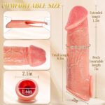 Penis Sleeve with 2.3'' Diameter Huge Realistic Glans, Reusable 8.5'' Silicone Cock Sleeve Sex Toys for Men, Delay Ejaculation Penis Extender with Thickened Testicle Ring, Couples Male Sex Toys - Image 4