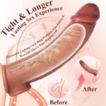 Realistic Penis Sleeve Extender for Men, 8.3'' Silicone Cock Sleeve with Testicle Ring, Reusable Penis Enlarger Delay Ejaculation Enhance Erection Male Adult Sex Toys for Couples by WIEUL Flesh - Image 4